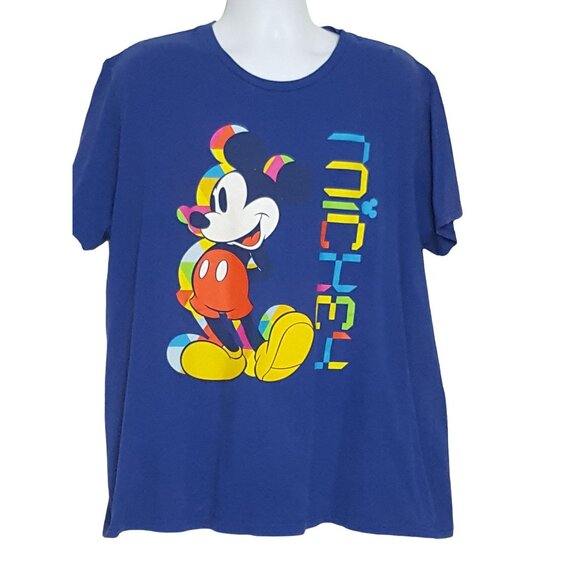 Disney Store Mickey Mouse Mens Short Sleeve Shirt 2XL Blue - Picture 2 of 7